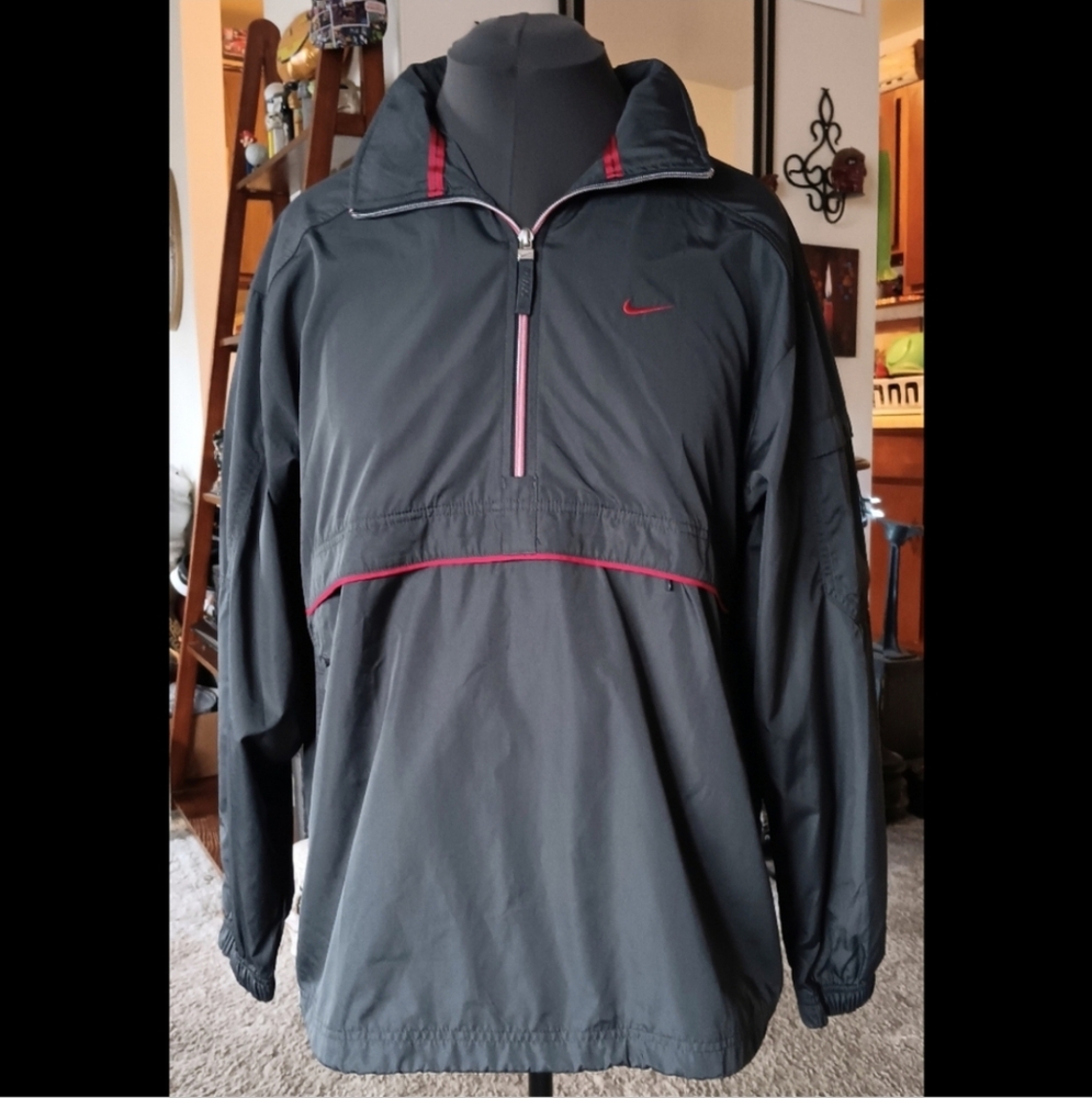 ❤️ Y2K Nike Clima Fit Half Zip Windbreaker Pullover Jacket Silver Tag Medium M